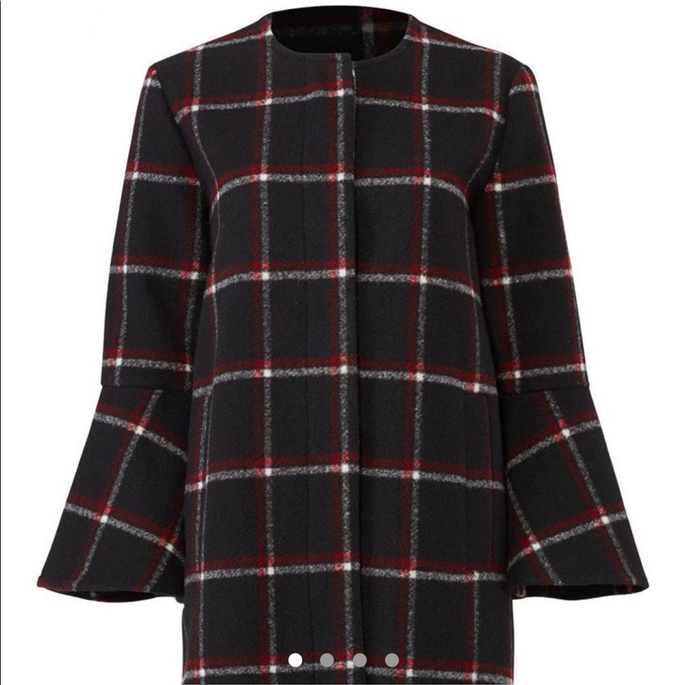 BB Dakota Hewes Flare Sleeve Coat in Black Plaid.